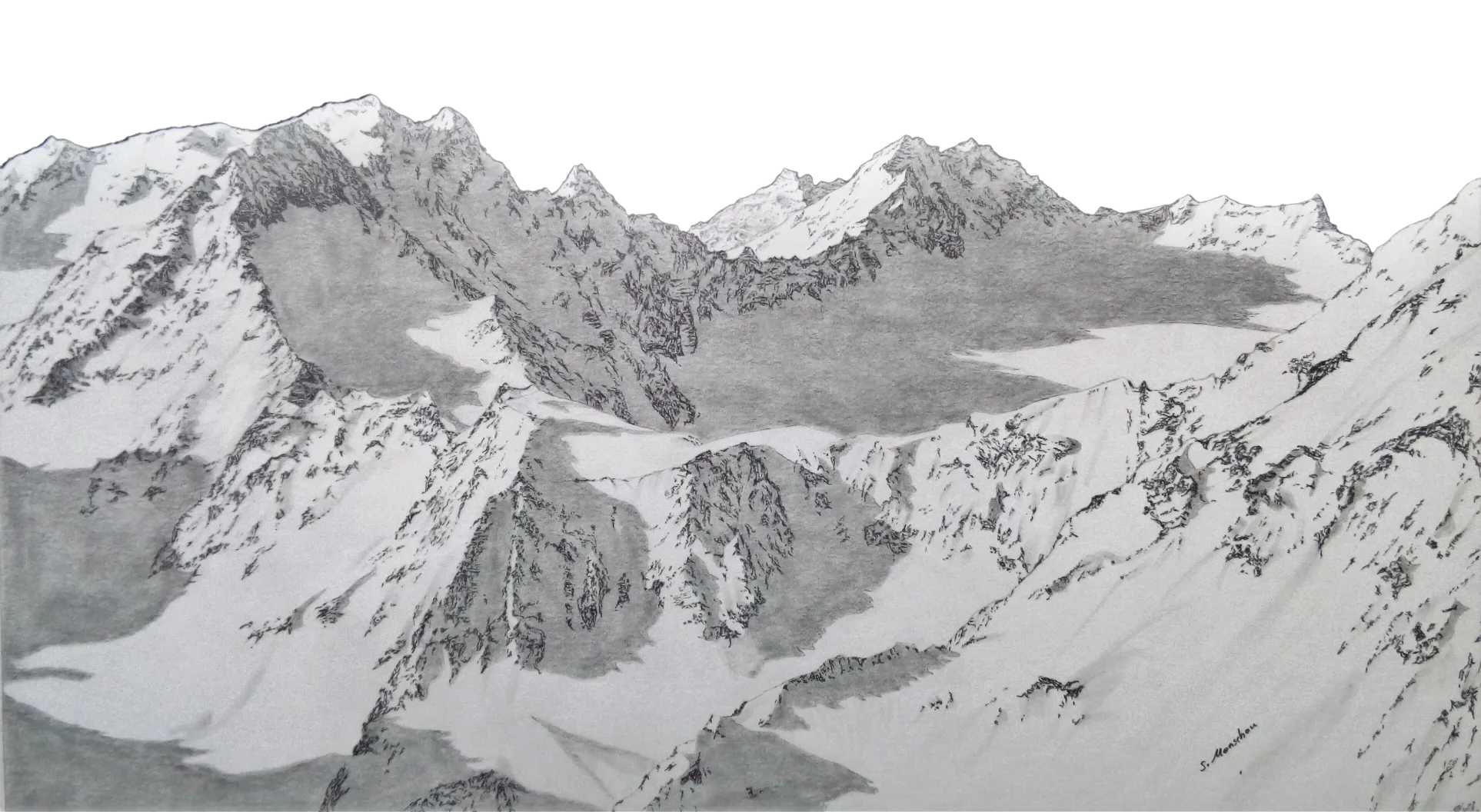 Schneebedeckte Bachfallenkopf Bergzeichnung ohne Hintergrund.
